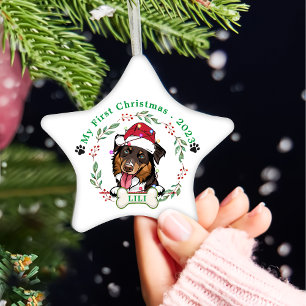 Rough Collie Dog Personalisiertes Weihnachtsgesche Keramik Ornament