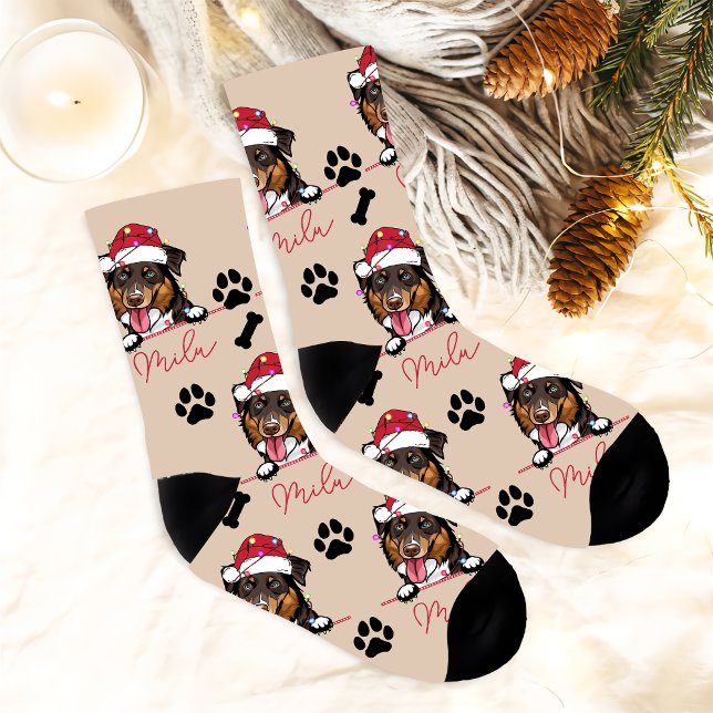 Rough Collie Dog Personalisiertes Weihnachtsgesche Socken (Von Creator hochgeladen)