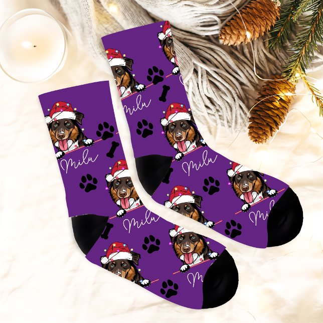 Rough Collie Dog Personalisiertes Weihnachtsgesche Socken (Von Creator hochgeladen)