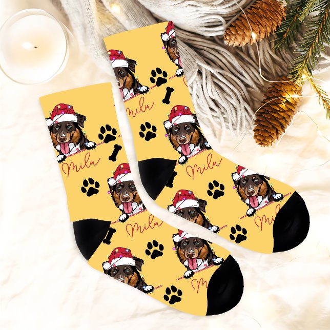Rough Collie Dog Personalisiertes Weihnachtsgesche Socken (Von Creator hochgeladen)
