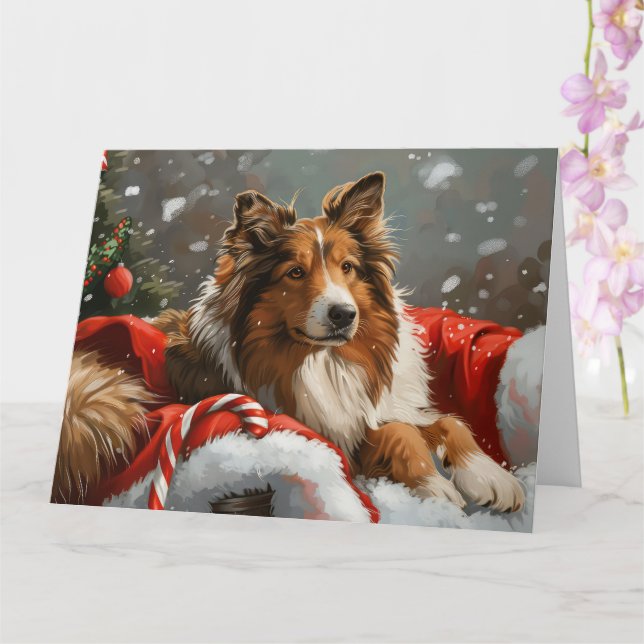 Rough Collie Dog Weihnachtsfest Karte (Orchidee)