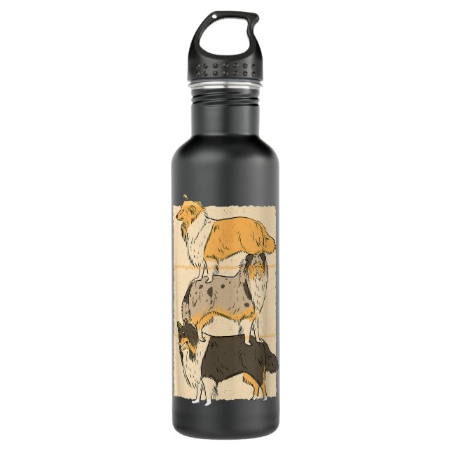 Rough Collie Dogs Edelstahlflasche (Vorderseite)
