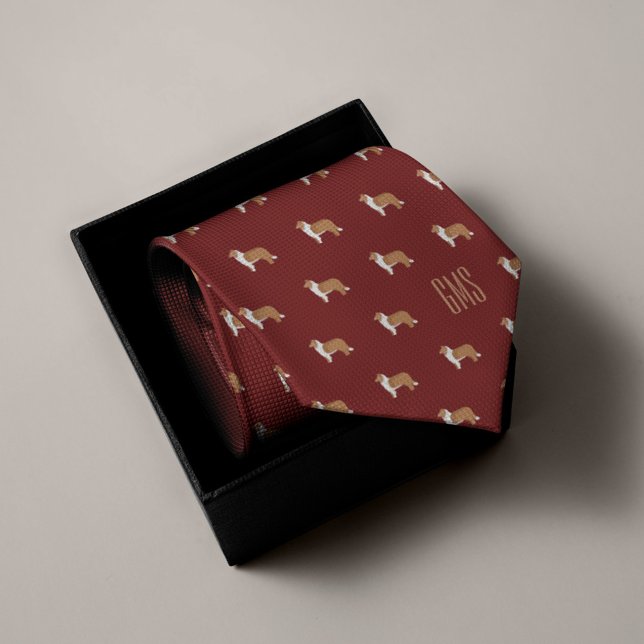 Rough Collie Dogs Pattern Mit Monogramm Krawatte (Von Creator hochgeladen)