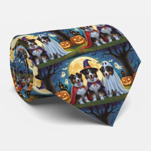Rough Collie Dogs Pumpkin Halloween Funny Krawatte