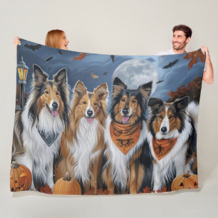 Rough Collie Halloween Spooky Fleecedecke