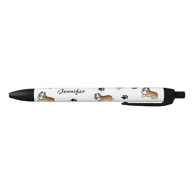 Rough Collie Hunde mit Paws & Name Kugelschreiber (Unterseite)