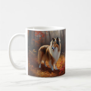 Rough Collie im Herbst Leaves Fall Inspiriert Kaffeetasse
