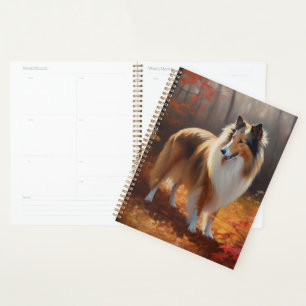 Rough Collie im Herbst Leaves Fall Inspiriert Planer