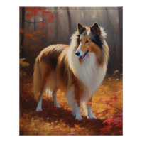Rough Collie im Herbst Leaves Fall Inspiriert