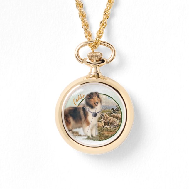 Rough Collie Keeper vom Schafe Armbanduhr (Vorderseite)
