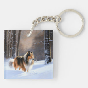 Rough Collie Laisser Neige Noël