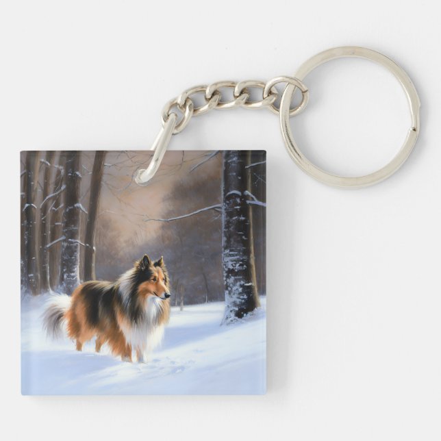 Rough Collie Laisser Neige Noël (Dos)