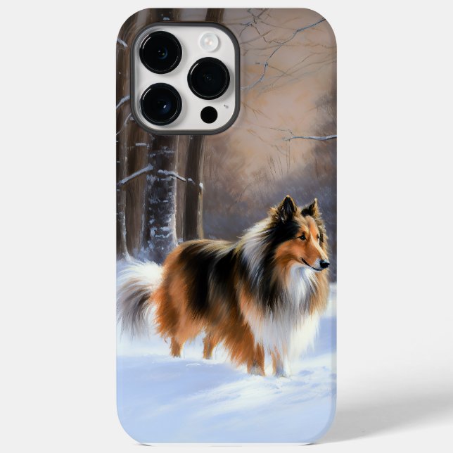 Rough Collie Let It Snow Weihnachten Case-Mate iPhone 14 Pro Max Hülle (Rückseite)