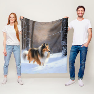 Rough Collie Let It Snow Weihnachten Fleecedecke