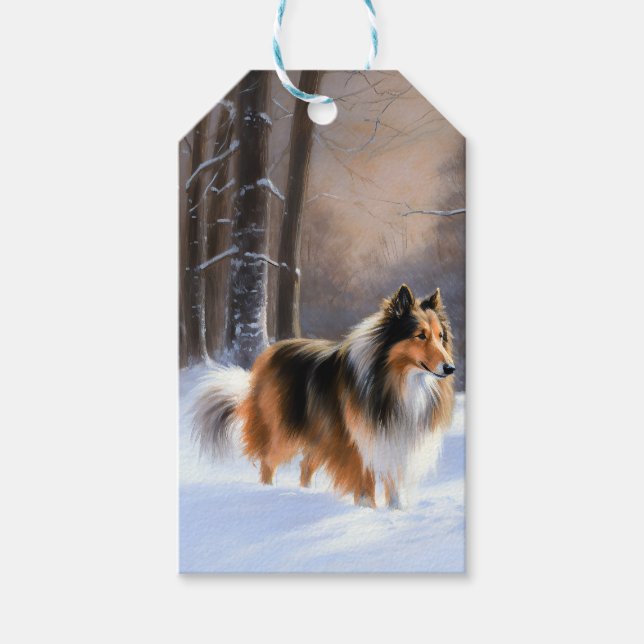 Rough Collie Let It Snow Weihnachten Geschenkanhänger (Vorderseite)