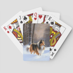 Rough Collie Let It Snow Weihnachten Spielkarten