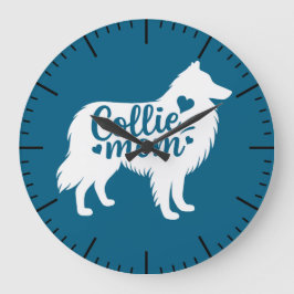 Rough Collie Mama Große Wanduhr