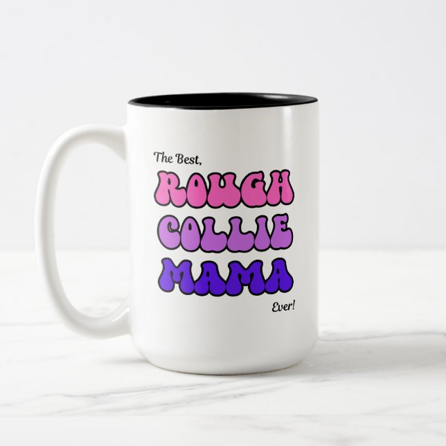 Rough Collie Mama Zweifarbige Tasse (Links)