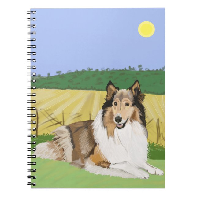 Rough Collie mit Feldern Notizblock (Vorderseite)