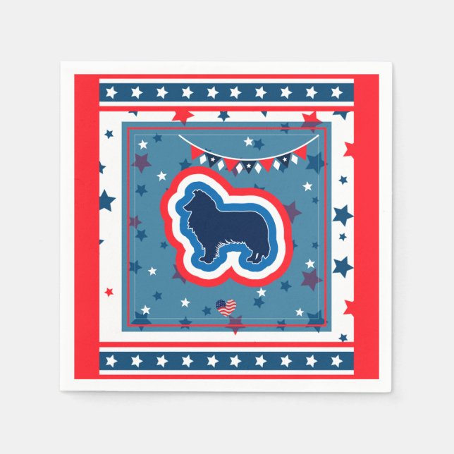 Rough Collie Patriotic Red White Blue 4. Juli Serviette (Vorderseite)
