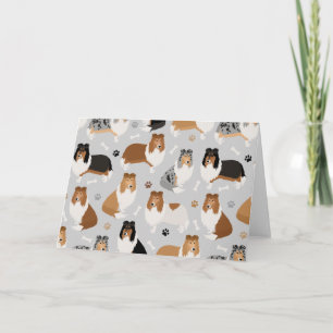 Rough Collie Paws and Bones Card Karte
