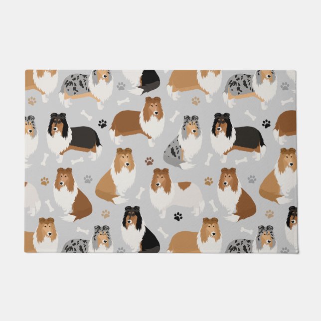 Rough Collie Paws and Bones Doormat Fußmatte (Vorderseite)