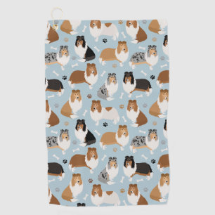 Rough Collie Paws and Bones Golfhandtuch