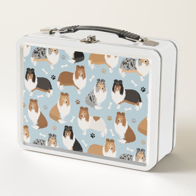 Rough Collie Paws and Bones Metall Brotdose (Vorderseite)
