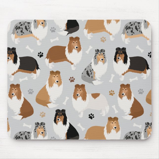 Rough Collie Paws and Bones Mouse Pad Mousepad (Vorne)