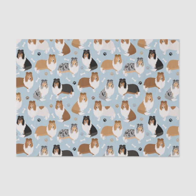 Rough Collie Paws and Bones Seidenpapier (Vorderseite)