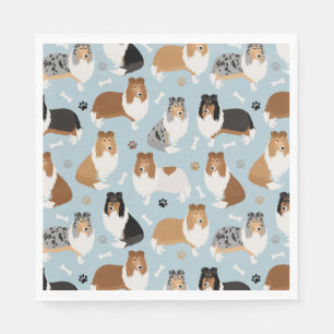 Rough Collie Paws and Bones Serviette
