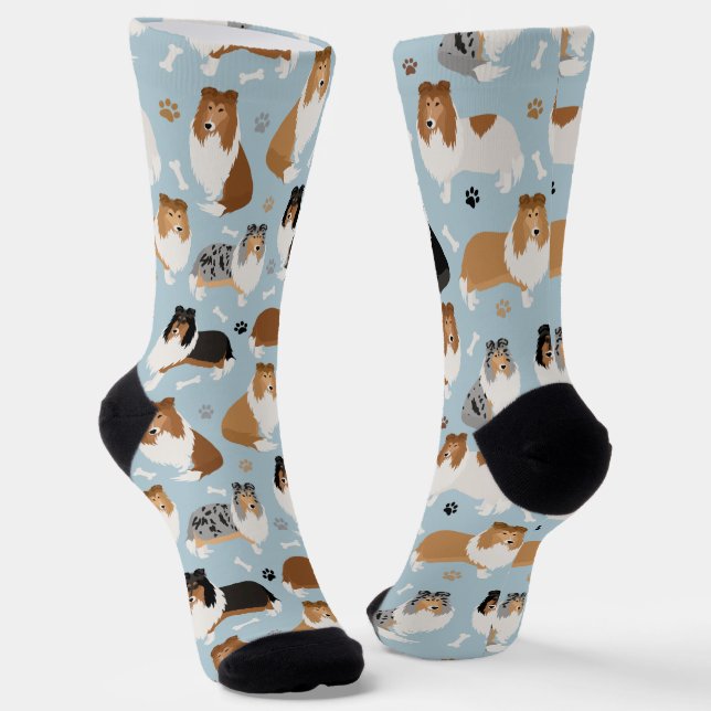 Rough Collie Paws and Bones Socks Socken (Gewinkelt)