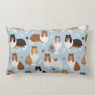 Rough Collie Paws and Bones Throw Kissen
