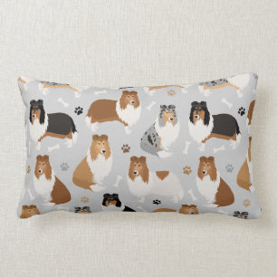 Rough Collie Paws and Bones Throw Kissen