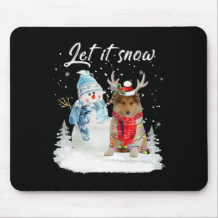 Rough Collie Santa Dog Christmas Snowman Xmas Paja Mousepad
