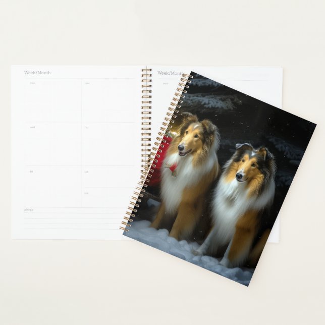 Rough Collie Snowy Sleigh Weihnachtsdekor Planer (Anzeige)