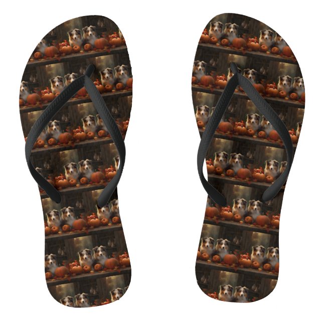 Rough Collie Welpe Autumn Delight Pumpen Flip Flops (Fußbett)