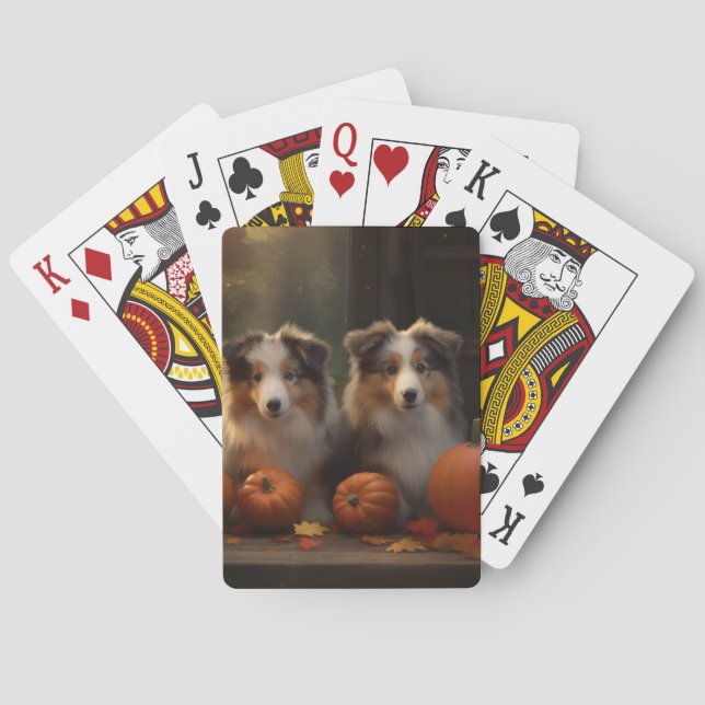 Rough Collie Welpe Autumn Delight Pumpen Spielkarten (Rückseite)