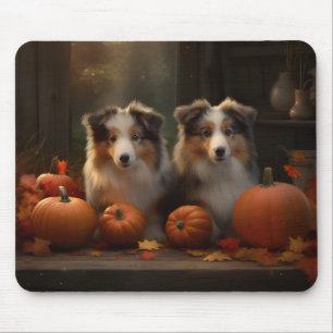 Rough Collie Welpe Herbstfreude Kürbis  Mousepad