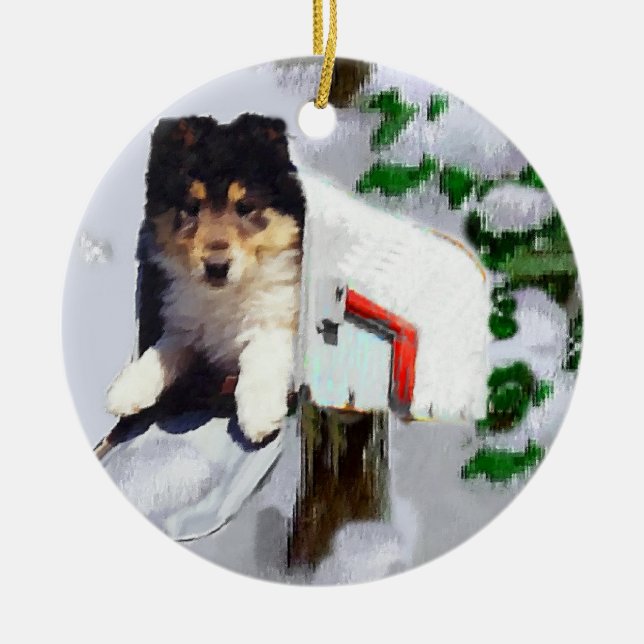 Rough Collie Welpe Weihnachtsgeschenke Ornament (Vorne)