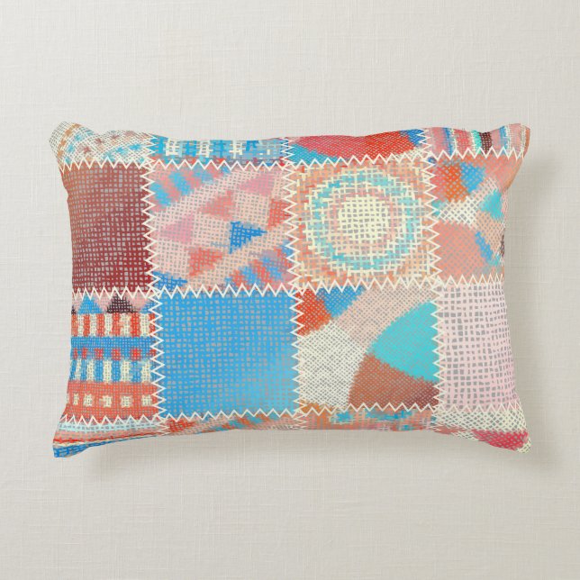 Rough Leinwand Patchwork: Texturierte Vintage Must Dekokissen (Vorderseite)