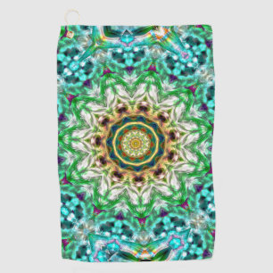 Rough Metal aqua blau und grüne Textur Mandala Golfhandtuch