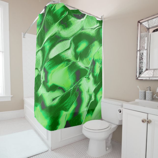 Rough metallic green dunes zeichnend duschvorhang (Beispiel)