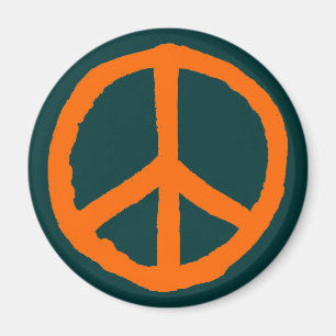 Rough Peace Symbol - Orange auf Dunkelgrün Magnet