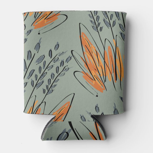Rough Sketched Grass Ethnic Design Dosenkühler (Vorderseite)