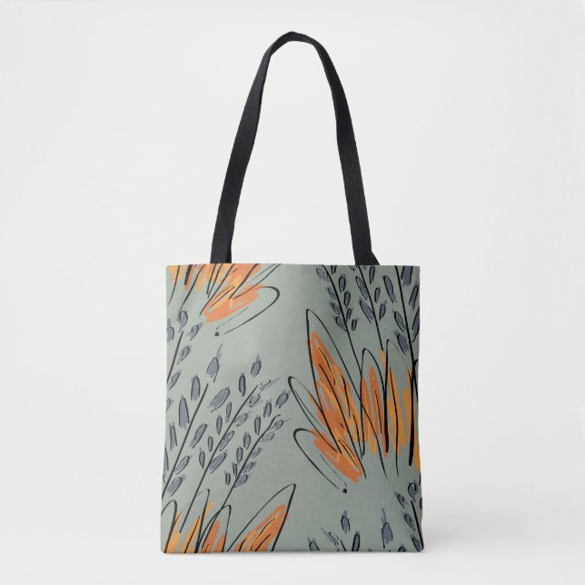 Rough Sketched Grass Ethnic Design Tasche (Vorderseite)