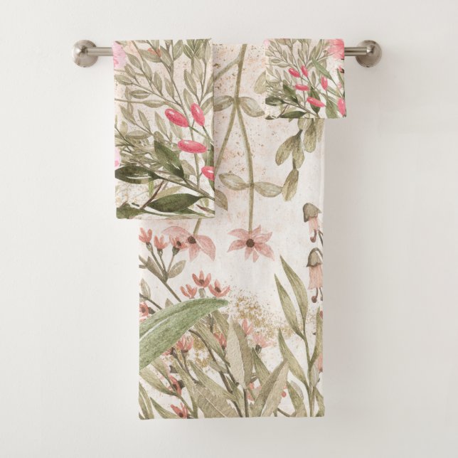 Rougissent l'aquarelle de corail rose de vert (En situation)