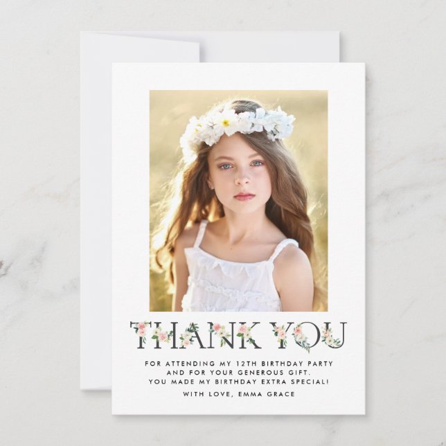 Rougissent le carte de remerciements floral (Devant)