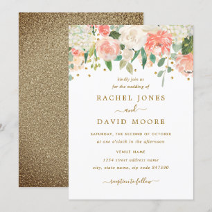 Rougissent le faire-part de mariage floral