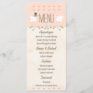 Rougissent le menu de mariage de colombe